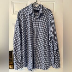 Ralph Lauren Blue White Gingham Check Button-Down Shirt XXL
